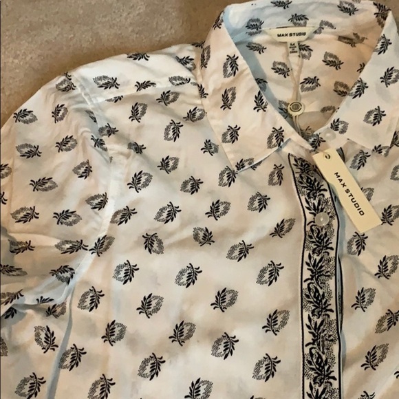 Max Studio black and white boyfriend blouse - Picture 6 of 9